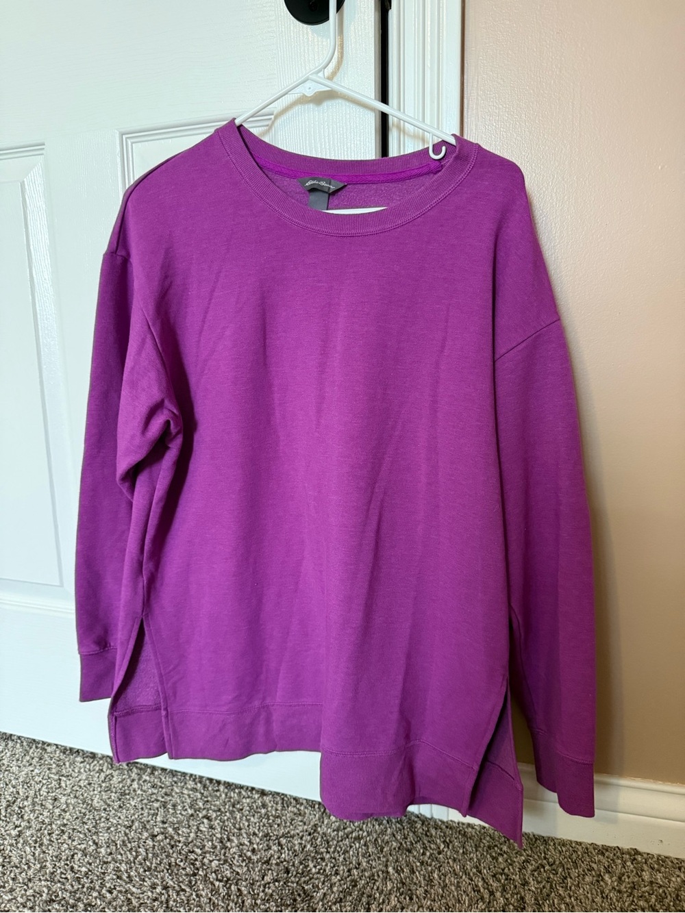 Eddie Bauer Oversized Purple Crewneck Sweatshirt Athleisure Casual Pullover EUC